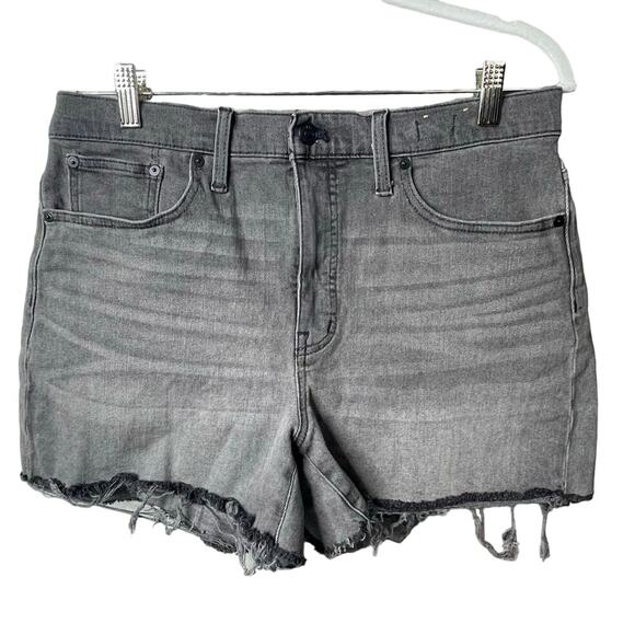 Madewell Women's Denim Jean Shorts Size 30 High Rise Gray Raw Hem - Picture 1 of 8